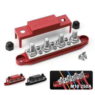 4 Post Power Distribution Block Bus Bar With Cover 250 Amp Rating Marine Automotive Terminal Block Power Distribution Bl Ηλεκτρική διανομή ηλεκτρικού ρεύματος