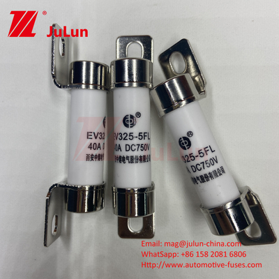10A-50A 750VDC Κεραμική αυτοκινητοκινητική ασφάλιστρα με βρόχο βάρους Κεραμική Ev325 Φύση ρήξη ικανότητα EV325 20KA 50kA 15A 25A