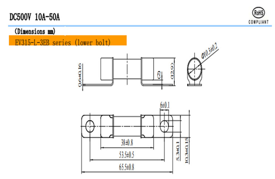 EV315-H EV315-L 3E / 3EB / 3ED Οδικά οχήματα ασφάλειες DC500V 10A-50A Ηλεκτρικό αυτοκίνητο ειδικό