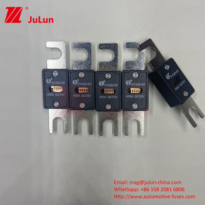 EV320-5C-225A-N 70VDC Προσαρμοσμένο λογότυπο Αυτοκινητοβιομηχανική λεπίδα ασφάλειες βίδα βύσμα στο M6 M8 χαλκό 80A-500A