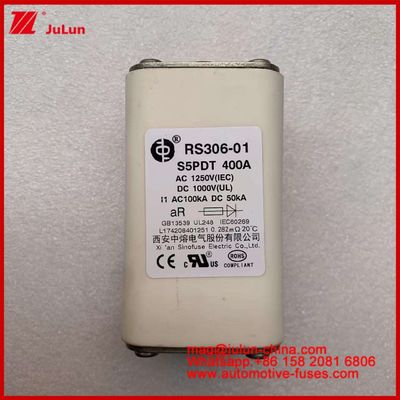 400A AC1250V IEC 100KA DC1000V UL AR Κηραμικό τετράγωνο Αμαξοκίνητα Φυτέτα Αμαξοκίνητα Προστασία κυκλώματος για ηλεκτρικά οχήματα και αυτοκίνητα
