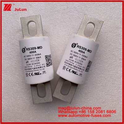 RS309-MD 400A 500VAC 200KA 500VDC 50KA AR Τυβώδεις κεραμικές αυτοκινητοβιομηχανικές ασφάλειες Εγκατάσταση βρόγχος Προστασία ημιαγωγών