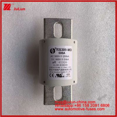 500VDC 200KA 500VAC 50KA AR σωληνώδης κεραμική ταχεία ασφάλεια RS309-MD 500A για ηλεκτρικά οχήματα και συστήματα μπαταριών ισχύος