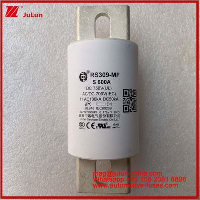 RS309-MF S 600A 750VDC Οδική σωληνώδης κεραμική αυτοκινητοβιομηχανικές συσκευές και εξοπλισμός 50KA Συστήματα αποθήκευσης ενέργειας και ισχύος Ελεγκτές μετατροπής συχνότητας FUSE φορτιστές Ηλεκτρικό όχημα