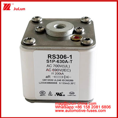 RS306-1 S1P-630A-T AC700 ((UL) Ar AC690V ((IEC) 200KV Square Caremic Fuse EV ή HEV Ηλεκτρικό όχημα έλξης