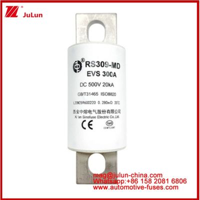 RS309-MD EVS-300A Καρεμική σωληνοειδής ασφάλεια DC500V 20KA Ηλεκτρικό όχημα Δορυφορική δομή σύνδεσης Σχεδιασμός εφαρμογών αυτοκινήτων Εξαιρετική απόδοση DC