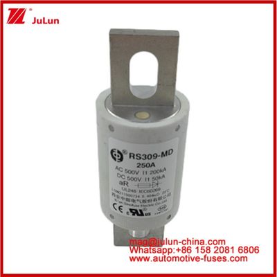 250A 500VAC Ev Fuse RS309-MD-200KA 500VDC 50KA AR Καρεμική συνεχής ροή Δυναμικότητα σωληνώδης αυτοκινητοβιομηχανία