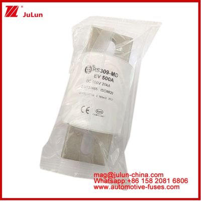 Καρεμικό 500A 500VDC RS309-MD σωληνώδης 500VAC 200KA 50KA DC Απόδοση Ηλεκτρικό όχημα Φυτέρος Αυτοκινήτου Σιδηροτροχία Στάβλος EV ή HEV εφαρμογή