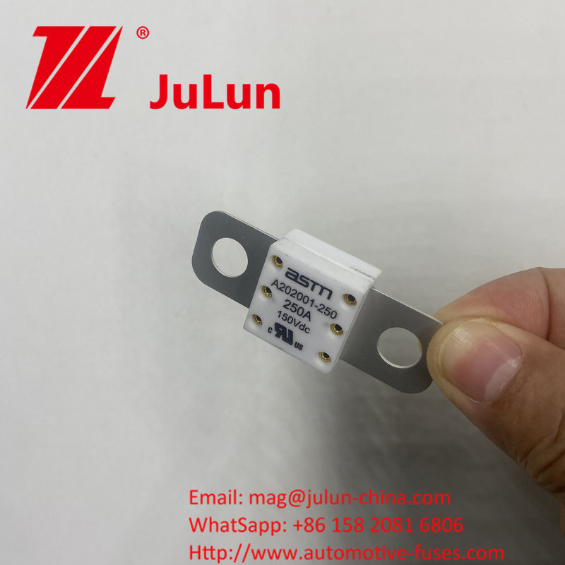 250A 150VDC A202001 ASTM Κεραμικές αυτοκινητοβιομηχανικές ασφάλειες για φορτιστή αυτοκινήτου και κλπ. Κατασκευασμένες από κεραμικό χαλκό ασήμι κουαρτς άμμος χρυσός