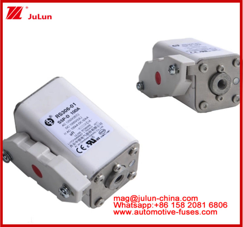RS306-01-S5P-D 100A AC1250V DC1000V 50KA Τετραγωνική καρεμική ασφάλεια Κατάλληλη για σύστημα έλξης ηλεκτρικών οχημάτων Μετατροπή ισχύος Αποθήκευση ενέργειας Φορτιστή επιβατών