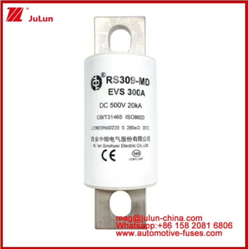 RS309-MD EVS-300A Καρεμική σωληνοειδής ασφάλεια DC500V 20KA Ηλεκτρικό όχημα Δορυφορική δομή σύνδεσης Σχεδιασμός εφαρμογών αυτοκινήτων Εξαιρετική απόδοση DC