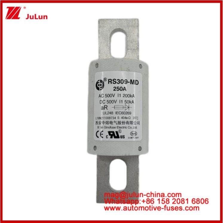 250A 500VAC Ev Fuse RS309-MD-200KA 500VDC 50KA AR Καρεμική συνεχής ροή Δυναμικότητα σωληνώδης αυτοκινητοβιομηχανία