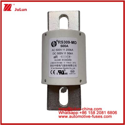 500VDC 200KA 500VAC 50KA AR σωληνώδης κεραμική ταχεία ασφάλεια RS309-MD 500A για ηλεκτρικά οχήματα και συστήματα μπαταριών ισχύος